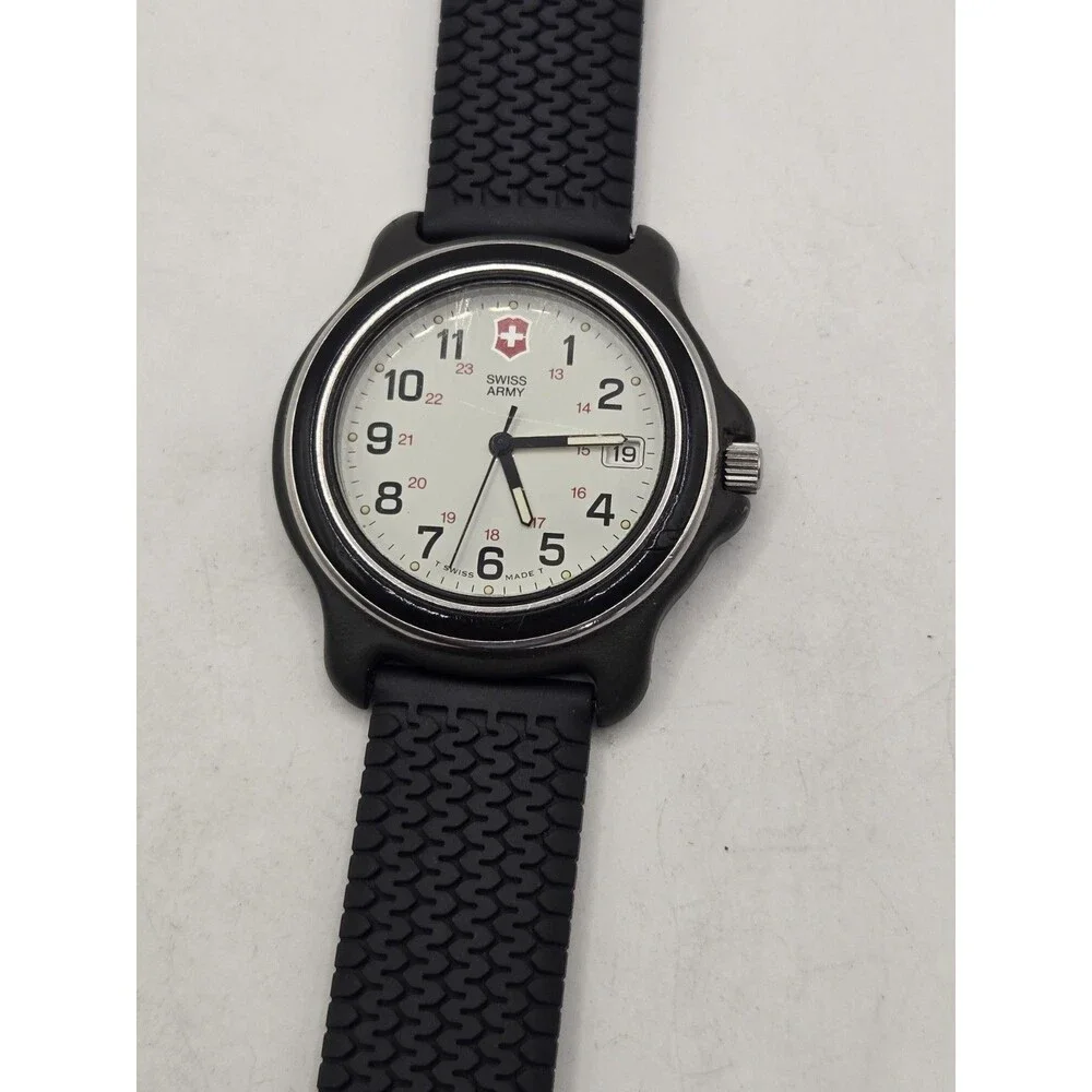 Victorinox Swiss Army Watch Men 39mm. Black Tone. New Rubber Strap. New Battery